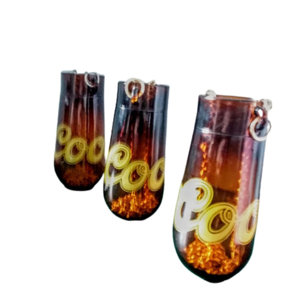 RARE Set of 3 Coors Amber Glass Hanging candle holders with chain Chandalier - Picture 6 of 7